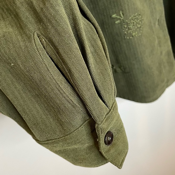 KORET Vintage Army Green Button Down Blouse Extra Large - Picture 6 of 6